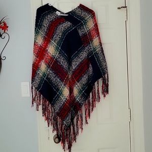 Plaid poncho